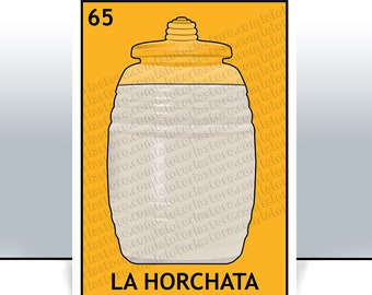 La horchata Lotería Card - Drink Rice Mexican Bingo Art Print - Agua de horchata - Restaurant Decor - Poster - Many Sizes