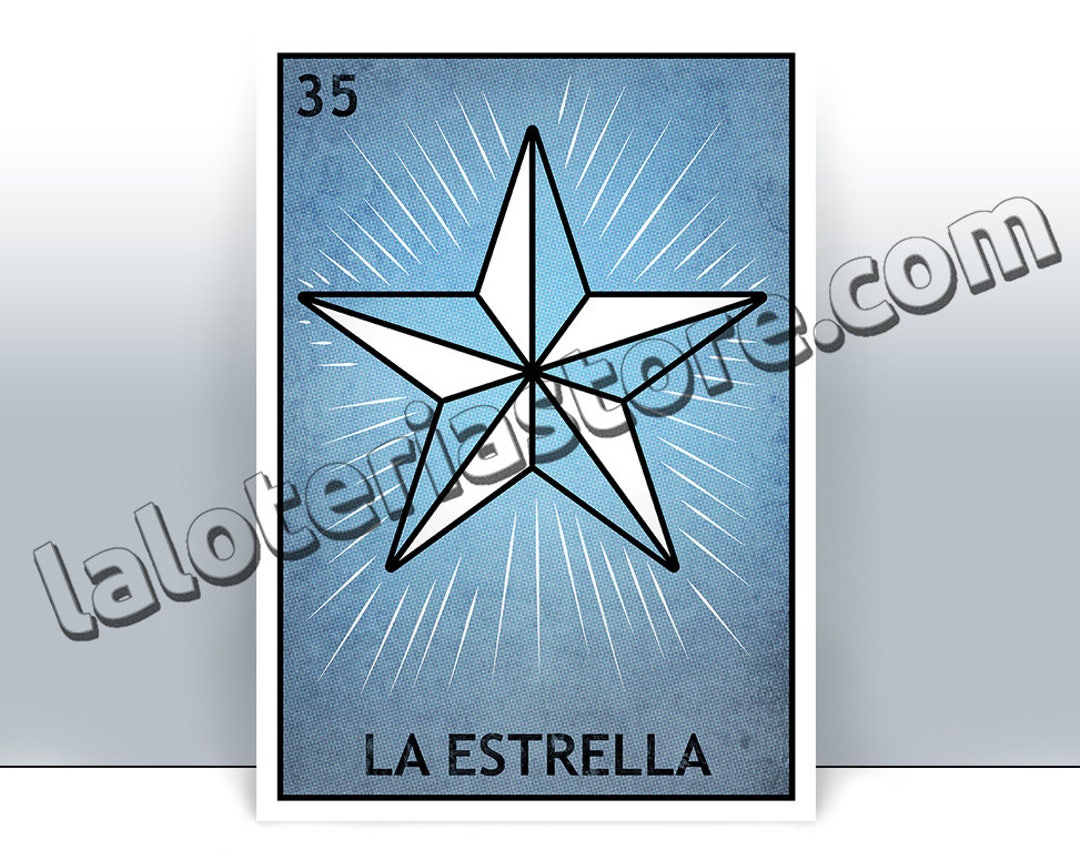 La Estrella Loteria Card - the Star Mexican Bingo Art Print - Poster ...