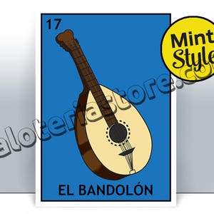 El Bandolon Loteria Karte-die Mandoline mexikanischen Bingo Kunst Druck - Poster - viele Größen