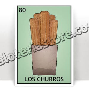 Los Churros Loteria carte - impression d’Art mexicain Bingo - affiche - plusieurs tailles