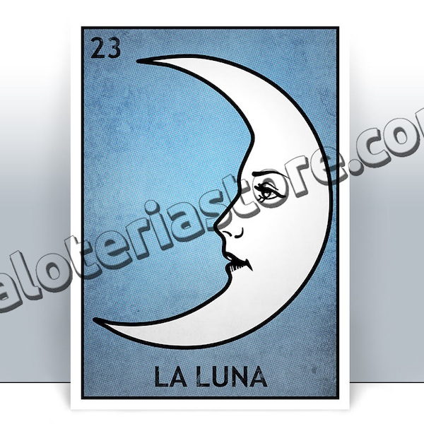 La Luna Loteria Cards - The Moon Mexican Bingo Art Print - Poster - Many Sizes