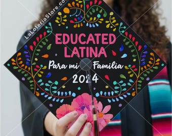 Customizable Graduation Cap Topper - Floral Multicolor Colorful - Latina
