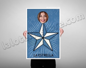 La Estrella - Prop Party - Photo Booth Loteria Prop Frame  - Mexican Bingo Foreground Prop Cut Out Vinyl Canvas Print