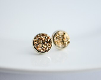 Druzy Stud Earrings, Chunky Gold Silver, Faux Druzy Earrings, Sparkle Earrings, Accessory Jewelry, Bridesmaids gifts, Statement Earrings