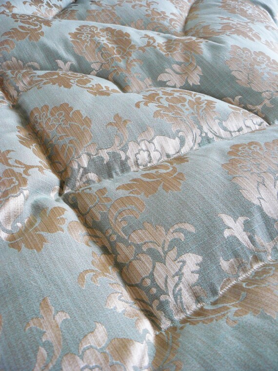 Eiderdown Italian Damask Classic Green Gold Handmade Feather Etsy