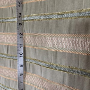 Textured Stripe Upholstery Fabric: Sage Green, Blue, Gold Sheen (5 1/3 yd Remnant)
