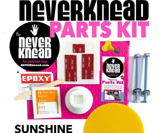STOP Pain! Yellow NEVERknead Polymer Clay Conditioning DIY Parts Kit Kneads All Clay Sculpey Premo Fimo Kato Cernit & More - Fixes Crumblies