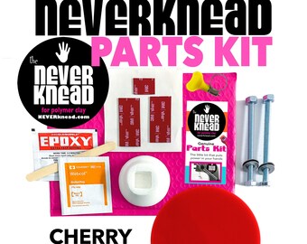 STOP the Hurt! Knead Clay the Easy Way with NEVERknead DIY Parts Kit - Red - Conditions All Clay - Sculpey Premo Fimo Kato - Doll Sculpting