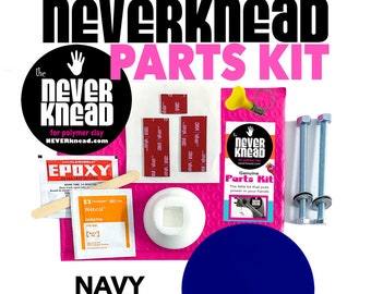 STOP Hand-Kneading! Knead Polymer Clay the Easy Way w/ NEVERknead Conditioning Tool DIY Parts Kit - Navy - works w/Sculpey Premo Fimo Cernit