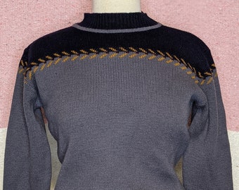 Vintage 100% Wool Charcoal Navy Sweater