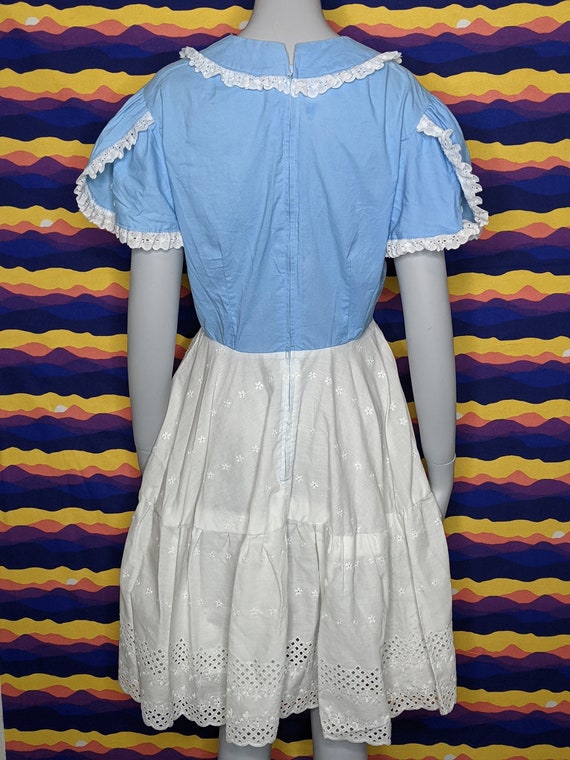 Vintage Handmade Cornflower Blue Western Dress wi… - image 3