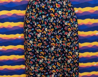 Adorable 1990s A-Line Madeline Hat Print Skirt