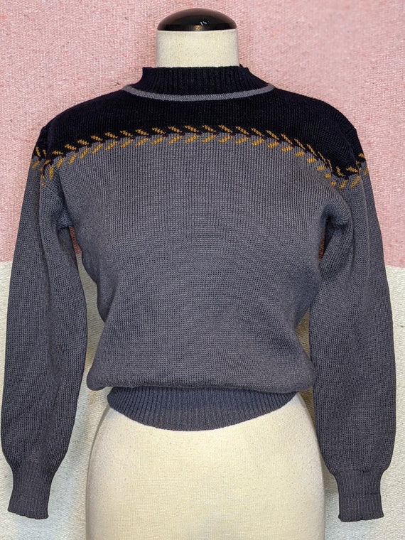 Vintage 100% Wool Charcoal Navy Sweater