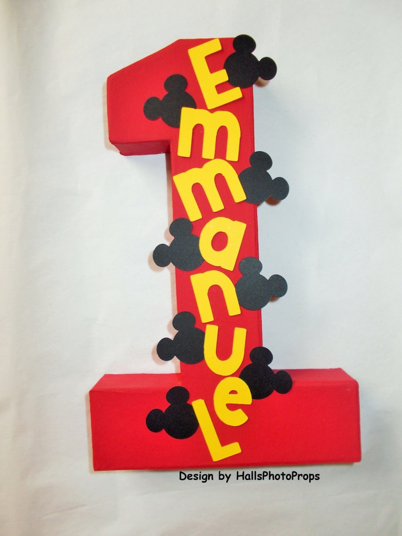 Mickey Mouse centerpiece birthday number Minnie mouse babys cake smash boys first birthday personalized baby shower nursery decoration gift