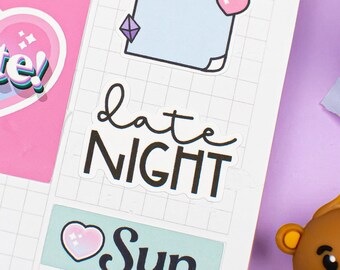 Date Night Printable Planner Script Stickers