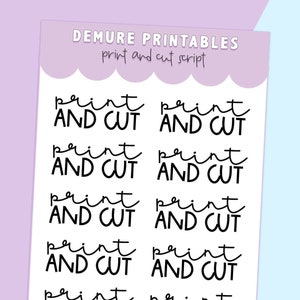 Print en Cut Printable Planner Script Stickers voor Verticale Planners, Hobonichi, etc