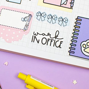 Work In Office PRINTABLE Script Planner Stickers, Functional Work