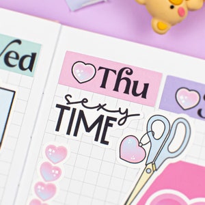 Sexy Time PRINTABLE Script Planner Stickers / Silhouette and Cricut Cut Files