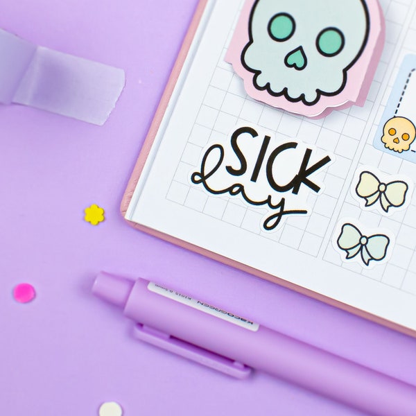 Sick Day PRINTABLE Script Planner Stickers / Silhouette and Cricut Cut Files