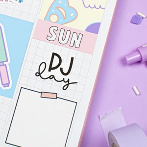 PJ Day PRINTABLE Script Planner Stickers, Journaling & Scrapbooking Stickers