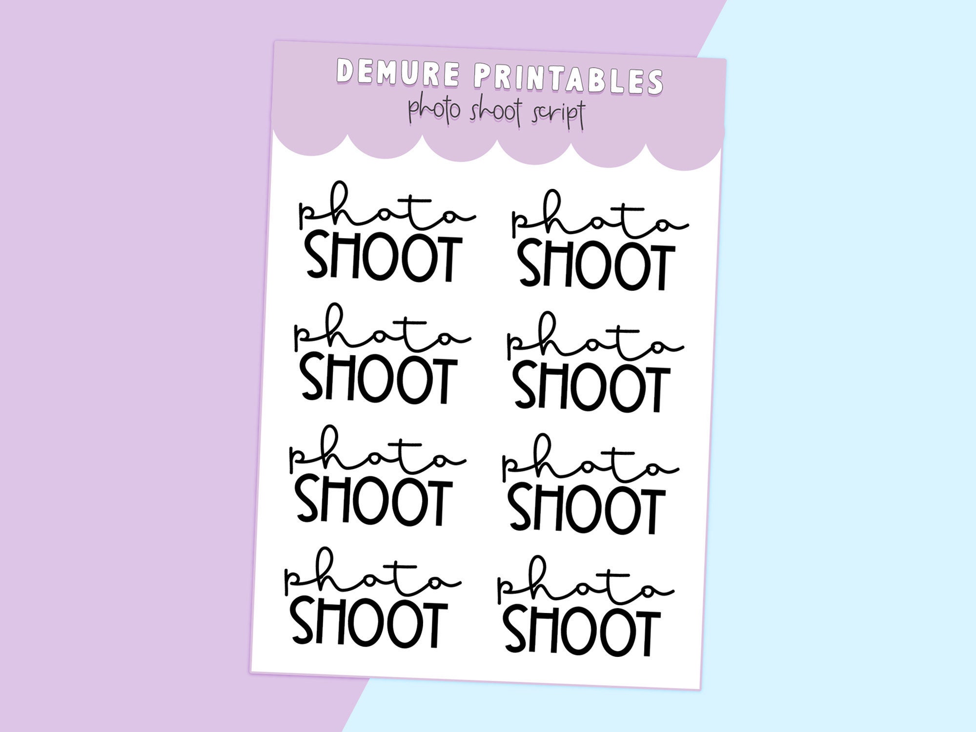 Photo Shoot Printable Planner Script Stickers - Etsy