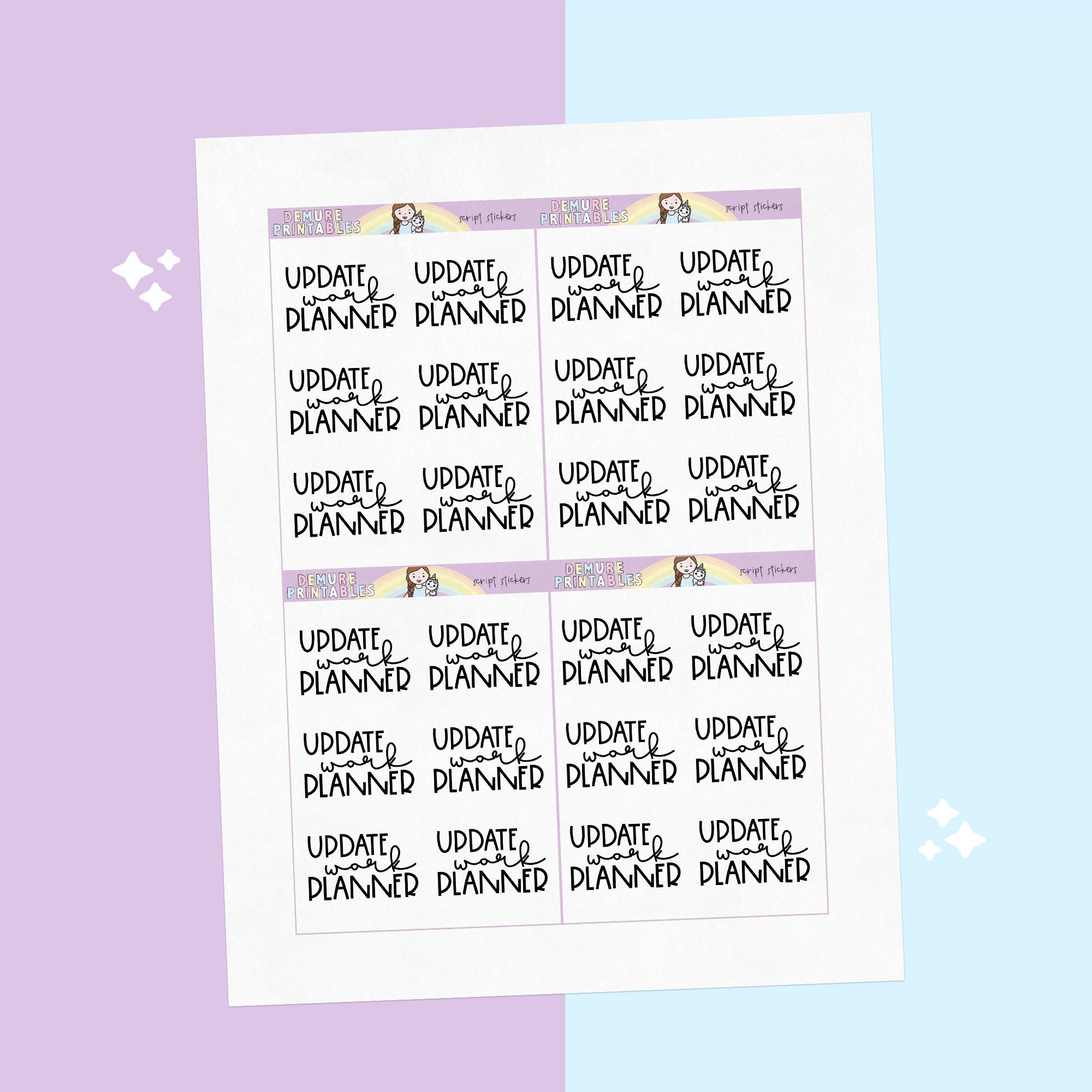 Update Work Planner PRINTABLE Script Planner Stickers - Etsy