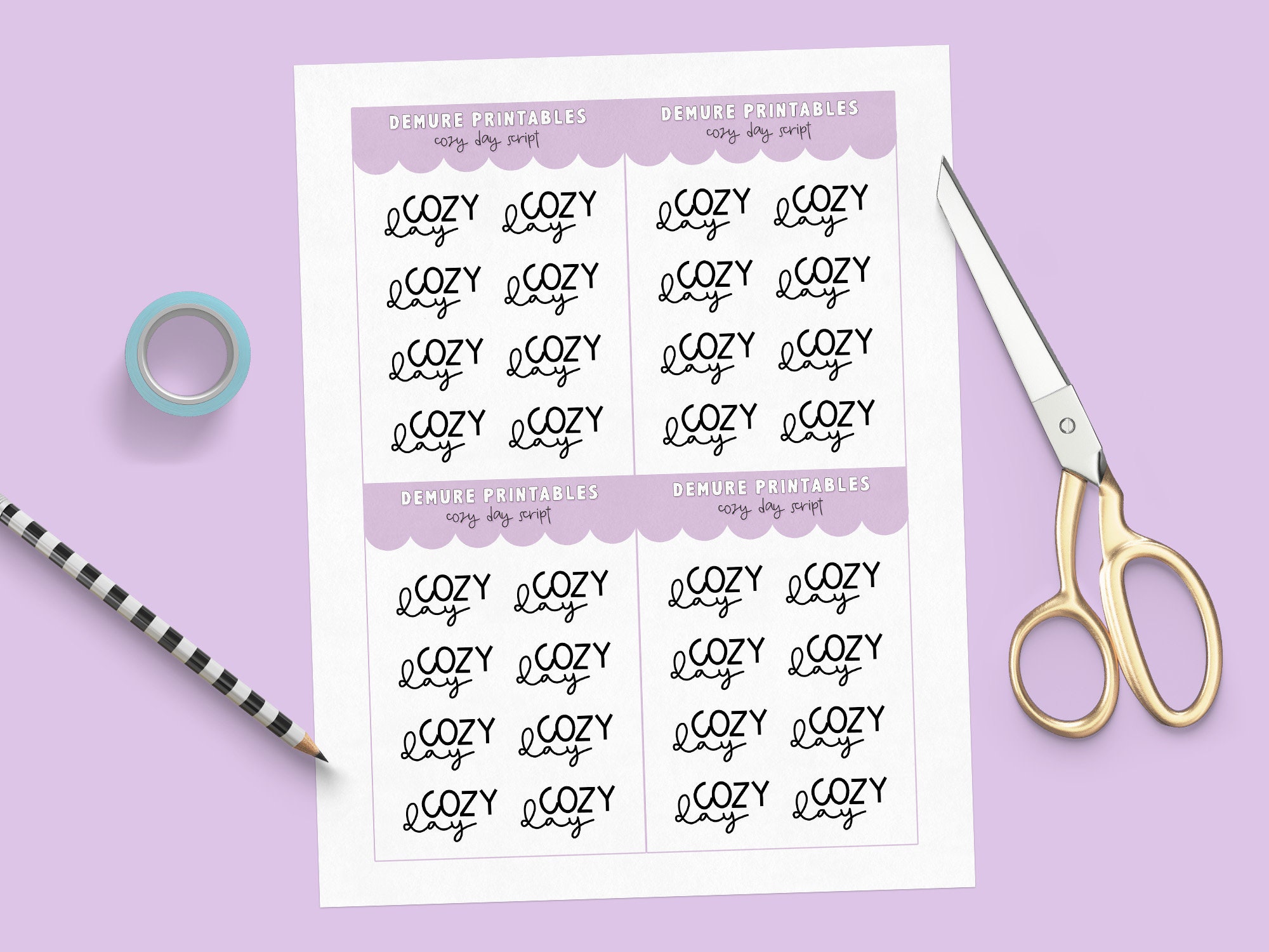 Cozy Day PRINTABLE Script Planner Stickers - Etsy