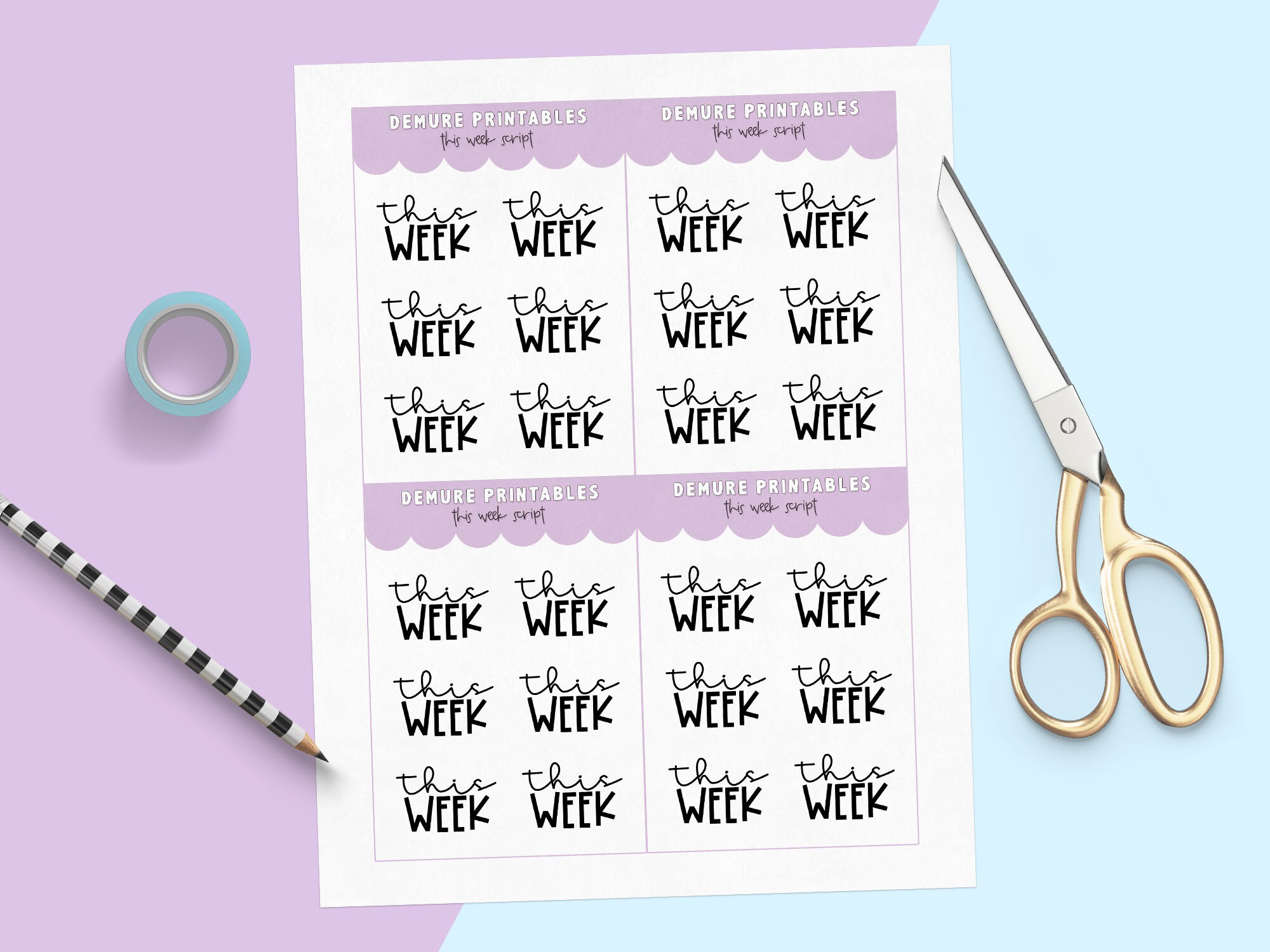 This Week Printable Script Planner Stickers - Etsy