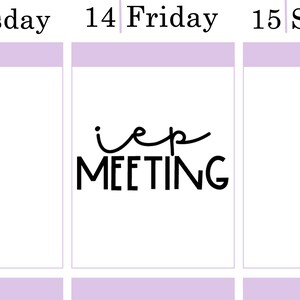 K&ouml;nnte beinhalten: Ein Wochenplaner mit lila Hintergrund und dem Text "i.e.p MEETING" in Schwarz auf Freitag, den 14.