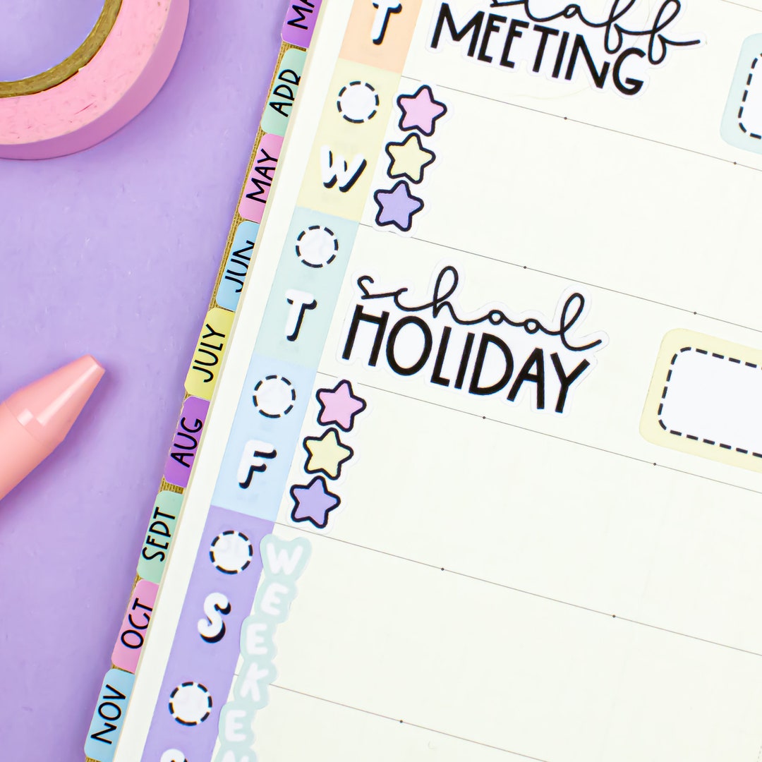 School Holiday PRINTABLE Script Planner Stickers - Etsy