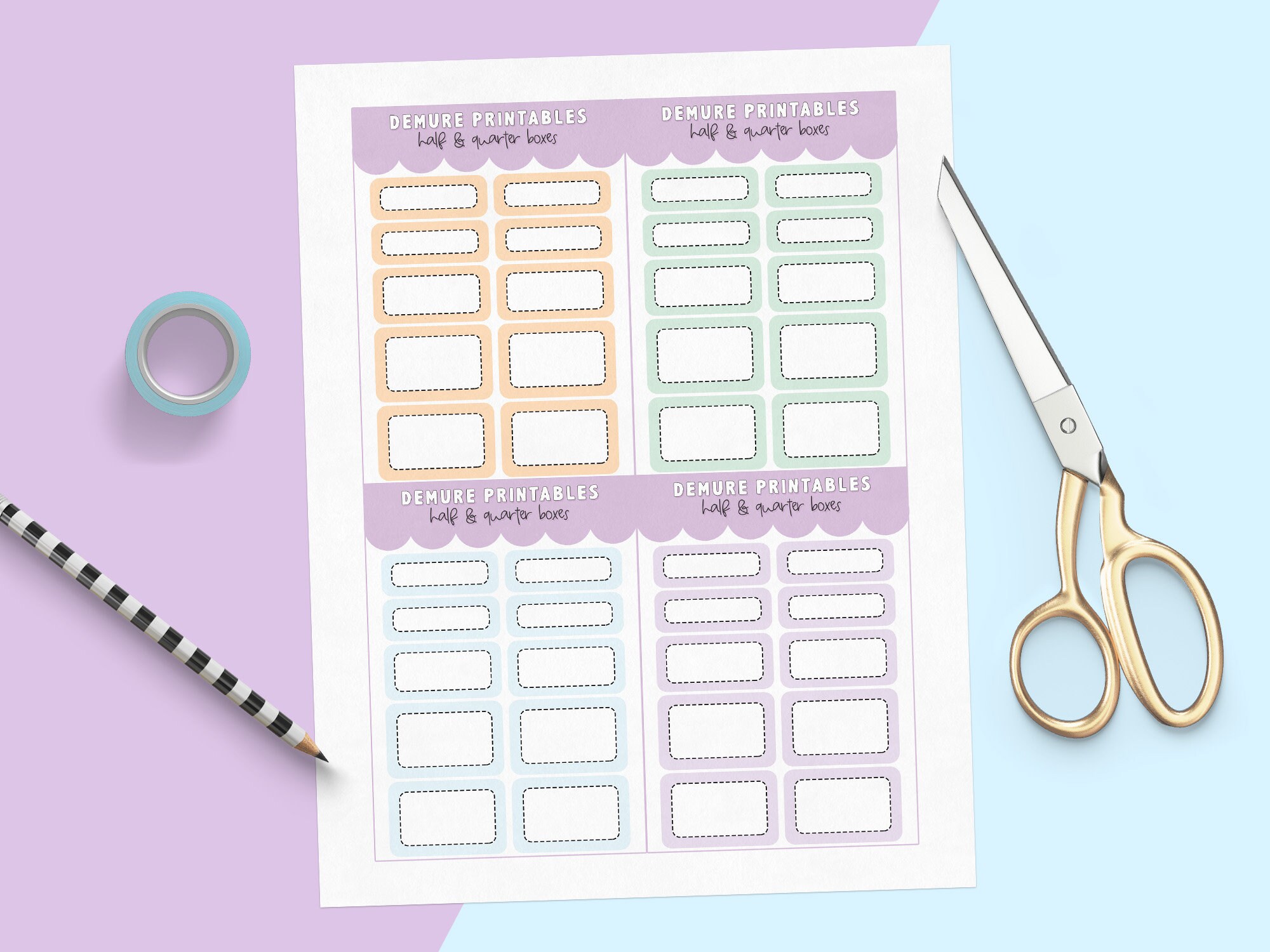 Pastel Quarter and Half Boxes PRINTABLE Planner Stickers / Happy ...