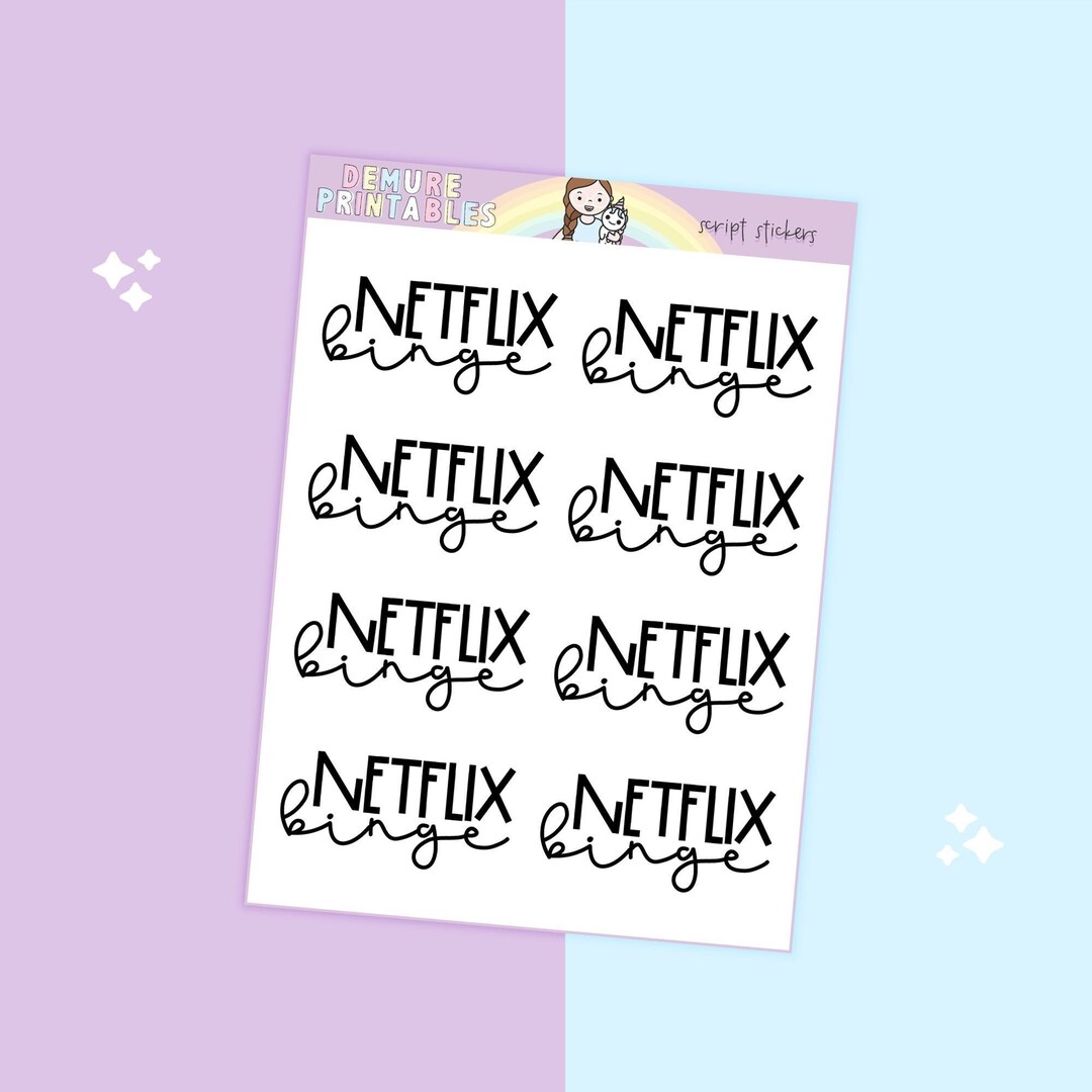 Streaming Binge Watch PRINTABLE Script Stickers - Etsy