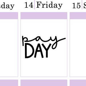 Pay Day Printable Planner Script Stickers - Etsy
