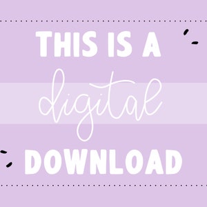 K&ouml;nnte beinhalten: Eine lila und wei&szlig;e Grafik f&uuml;r einen digitalen Download mit dem Text "THIS IS A digital DOWNLOAD" in Wei&szlig;.