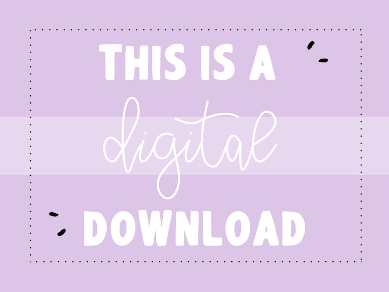 K&ouml;nnte beinhalten: Eine lila und wei&szlig;e Grafik f&uuml;r einen digitalen Download mit dem Text "THIS IS A digital DOWNLOAD" in Wei&szlig;.