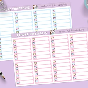 Pastel Heart Full Box Checklists for Vertical Planners