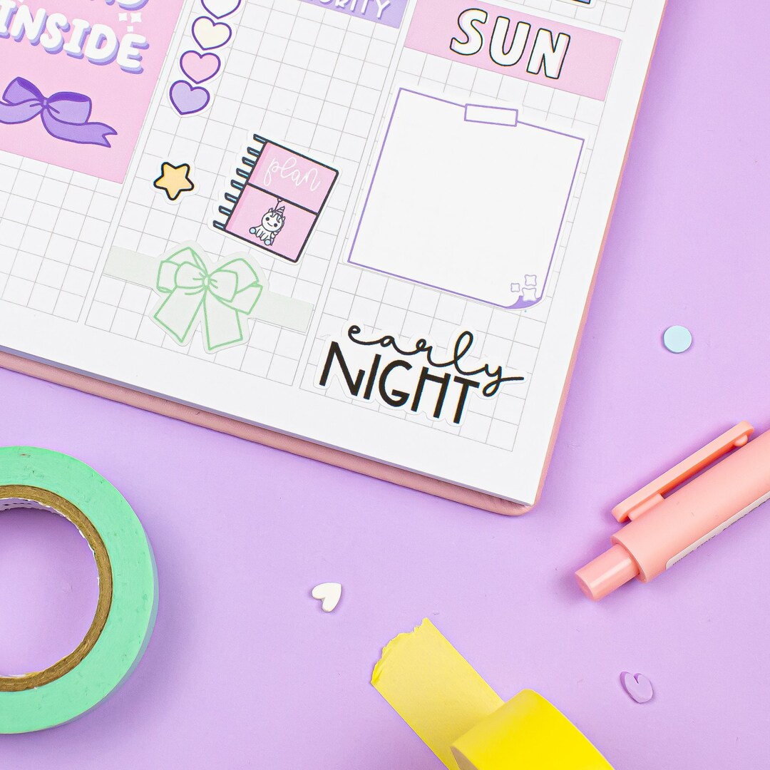 Early Night PRINTABLE Script Planner Stickers - Etsy