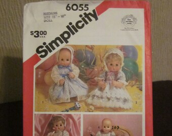 Simplicity 6055 Doll's Set of Baby Dresses 14 Pieces Baby Dolls Medium Size 15" to 16" - Uncut 1983