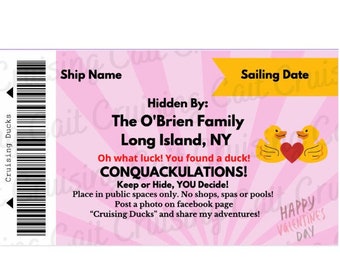 Customized Cruising Duck Tags: Valentines Day Sailing Card
