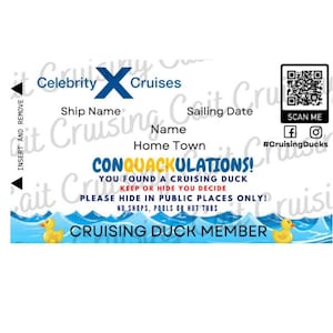 Custom Cruising Duck Tags: Celebrity Cruise Card