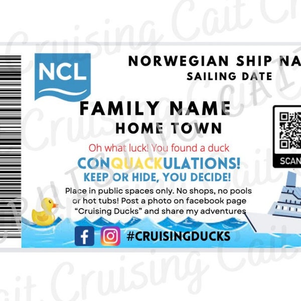 Customized Cruising Duck Tags: Norwegian Cruise Line