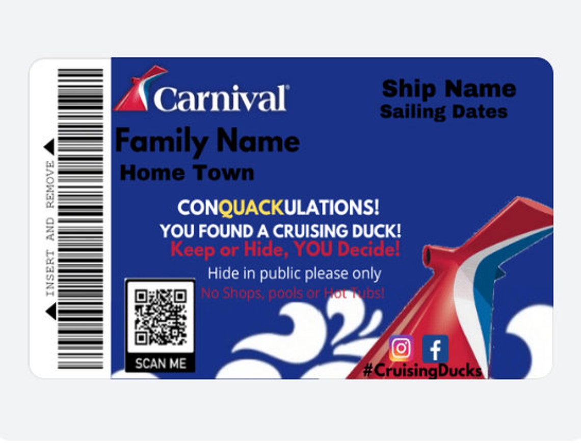 Customized Cruising Duck Tags Carnival Cruise Line Blue Etsy