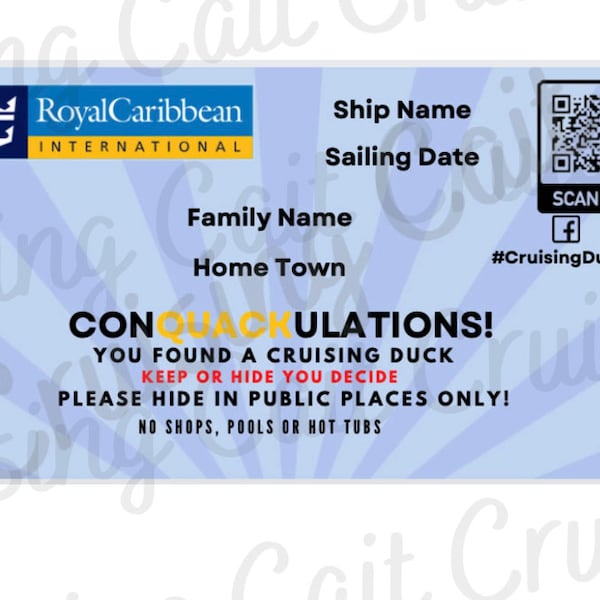 Customized Cruising Duck Tags: Royal Caribbean Tag