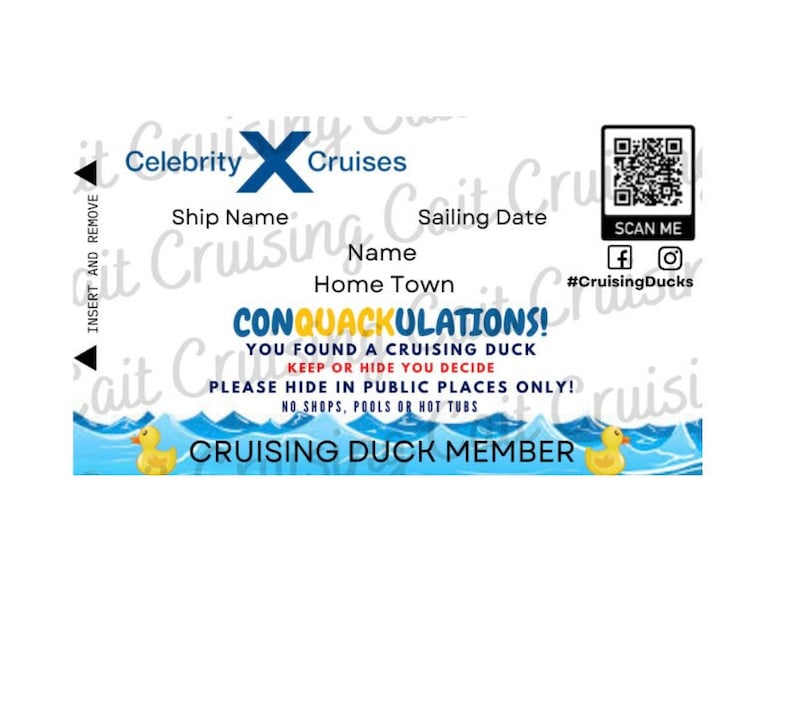 Custom Cruising Duck Tags: Celebrity Cruise Card image 1