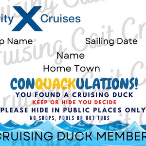 Custom Cruising Duck Tags: Celebrity Cruise Card image 2