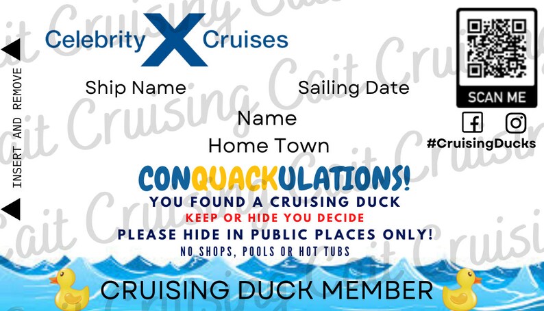 Custom Cruising Duck Tags: Celebrity Cruise Card image 2