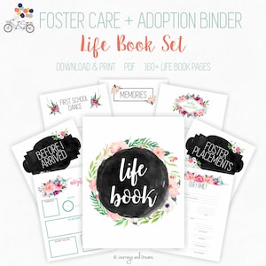 Foster Care / Adoption Life Book Binder . 160+ Pages! .  8.5 x 11 in . Printable . DIGITAL DOWNLOAD . Watercolor Floral Series