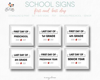 School Signs . First + Last Day of School Signs . 8x10 . 5x7 . Photo Prop . PRINTABLE . DIGITAL DOWNLOAD . Apple Series