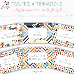 Affirmations for Kids . 150+ . 3 Formats . US Letter 8.5 x 11 . Printable . DIGITAL DOWNLOAD . Colorful Positive Affirmations