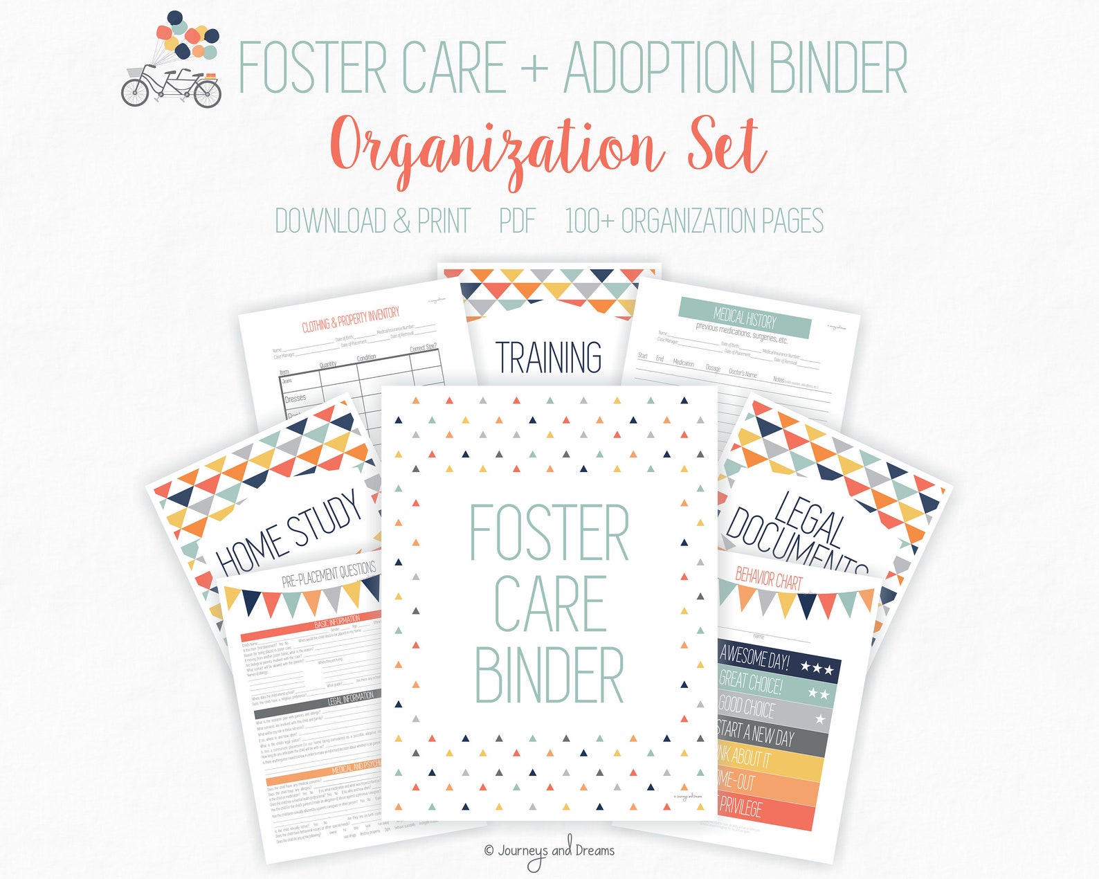 Foster Care / Adoption Organization Binder . 100 Pages . 8.5 X 11 in